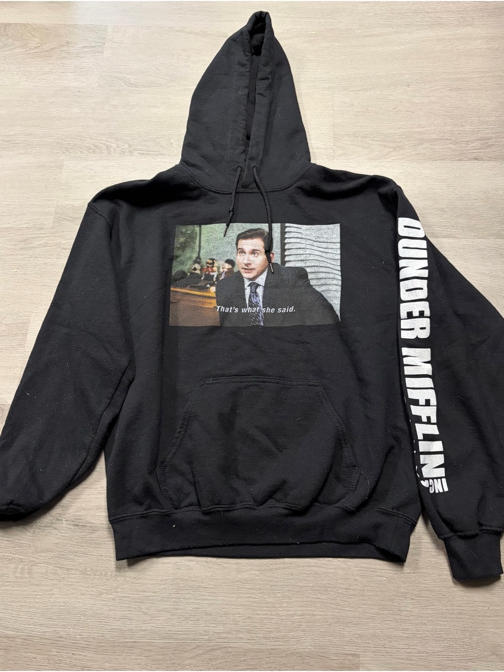 The Office Show Black Graphic Pullover Hoodie- That's What She Said
